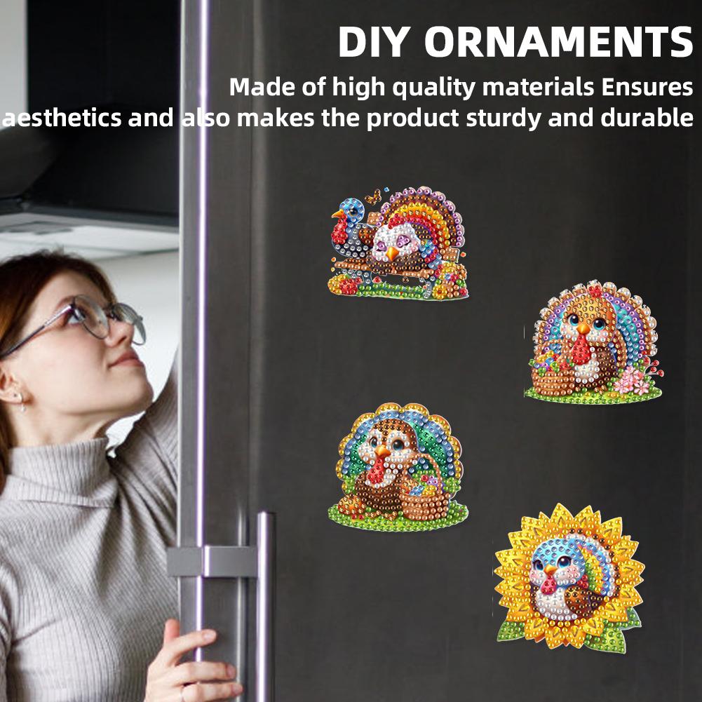 6pcs 2D/flat Soft Magnetic DIY Diamond Art Fridge Magnet Kit Animals Diamond Painting Magnets Refrigerator Diamond Art Magnets