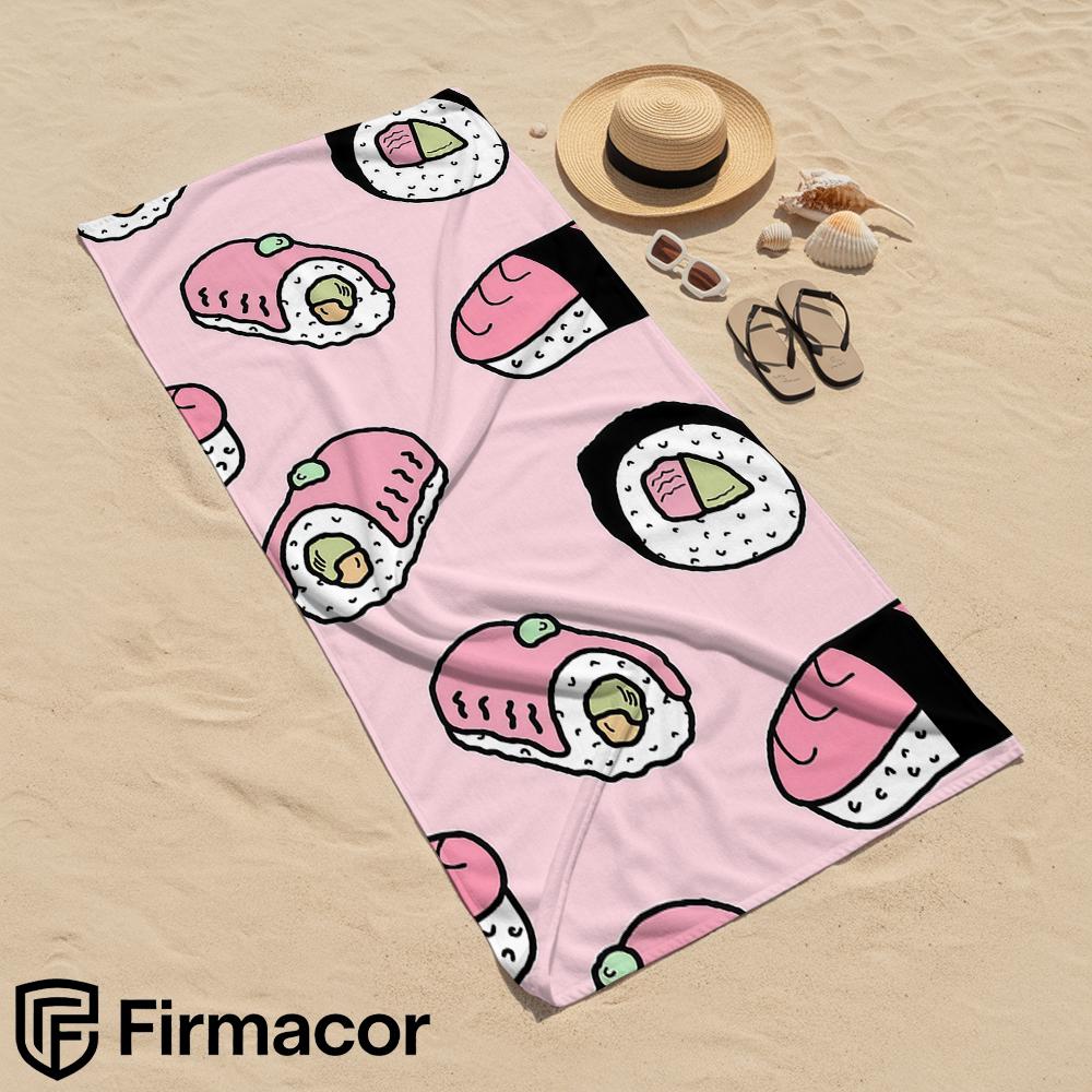 Pink Sushi Sketch Cartoon Anime Beach Towel Microfiber Quick Dry Super Absorbent Soft Bath Towel for Kids Adults Travel