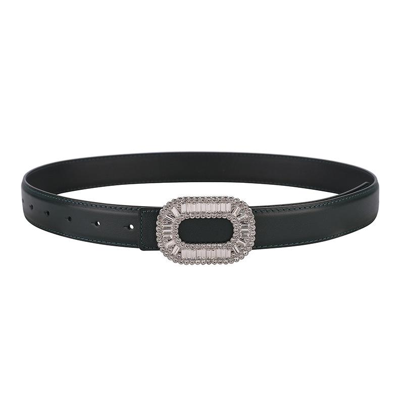 Mei Rhinestone-embellished top grain leather belt - perfect for jeans, dress pants, and more