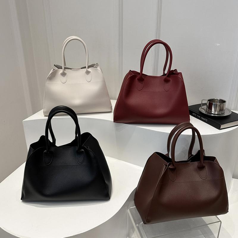 Red Color Large Size Women Handbags Retro Pure Color Shoulder Shopper Tote Bag Luxury Designer Handbags KTY