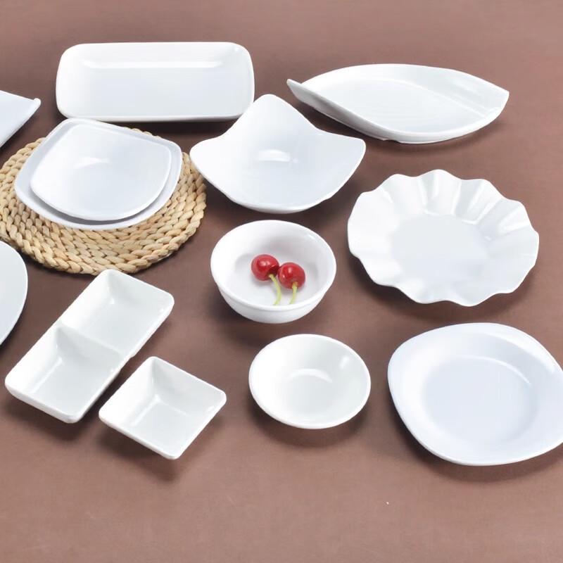 AVADEN Melamine White Round Snack Plates (Set of 10)