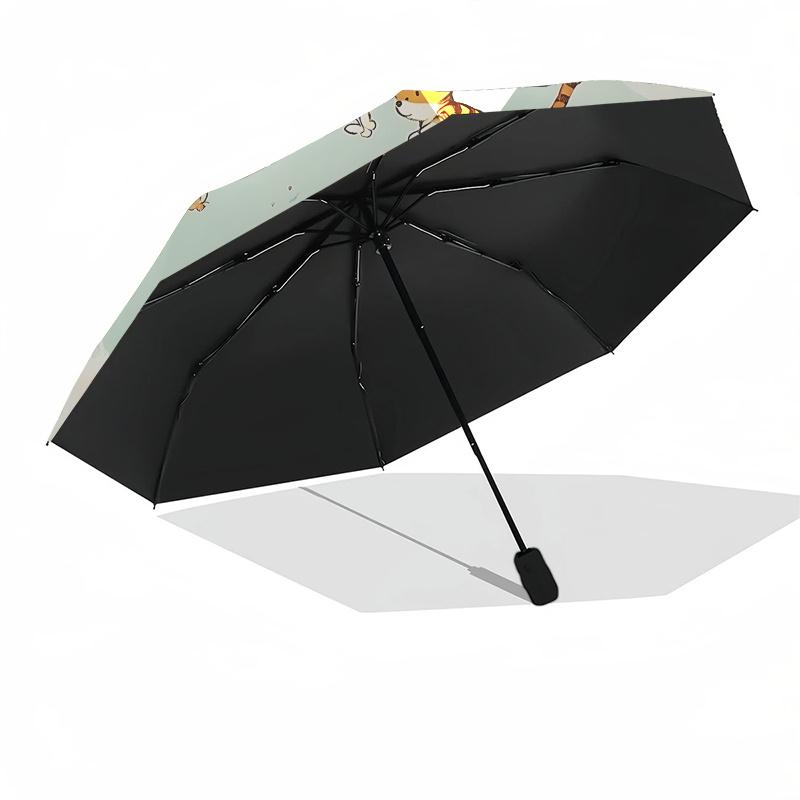 Winnie-the-Pooh, Tiger Automatic Opening and Closing Umbrella - 8 Ribs Portable Folding Umbrella with Plastic Handle, Suitable for Leisure a