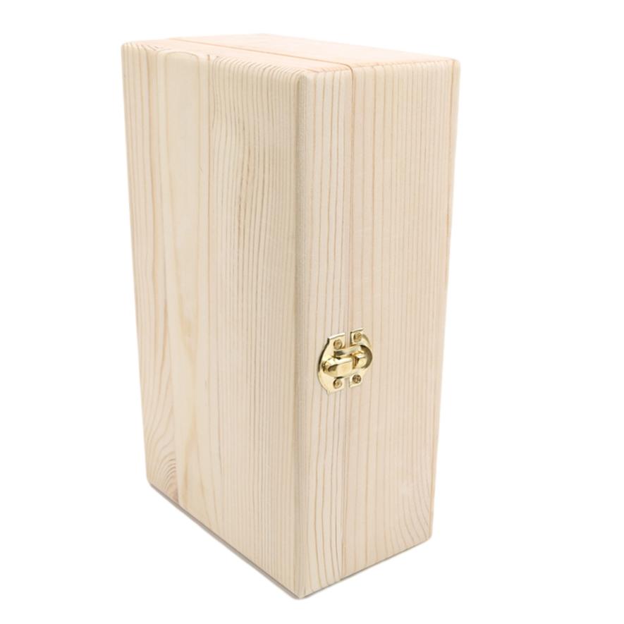 Wooden Box Rectangular Storage Box with Lock Clasp Gift Packaging Box Clamshell Solid Wood Box
