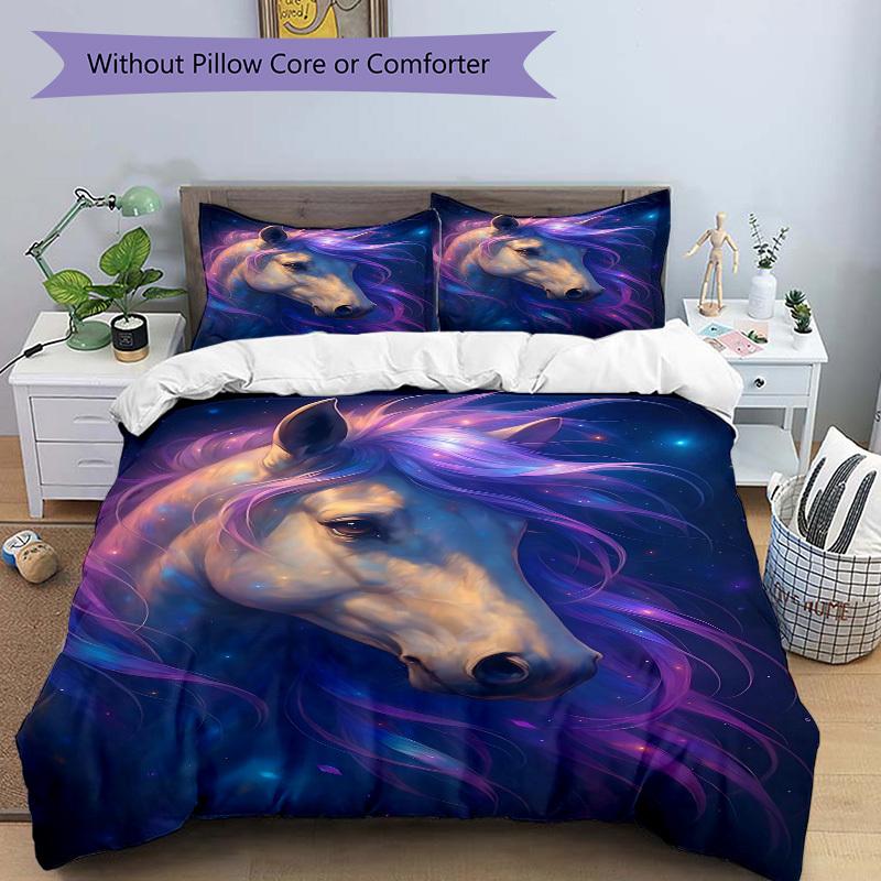 3pcs Celestial Horse Duvet Cover Set -Includes 1 Duvet Cover and 2 Pillowcases, No Quilt Core, All-Season Home Decor yy251111143