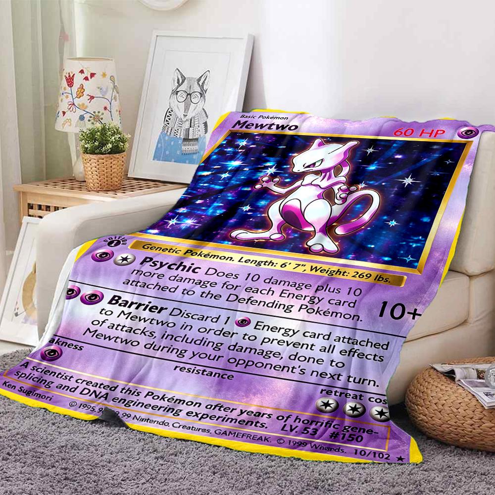 1Pc Mewtwo Psychic Pokmon Blanket Soft And Comfortable Casual Warm Camping Travel Christmas Halloween Xmas Gift M928539