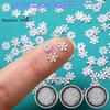 Approximately 300pcs Mini Metal Snowflake Embellishments, 0.2" White Craft Snowflakes for Holiday Crafts and Party Favors