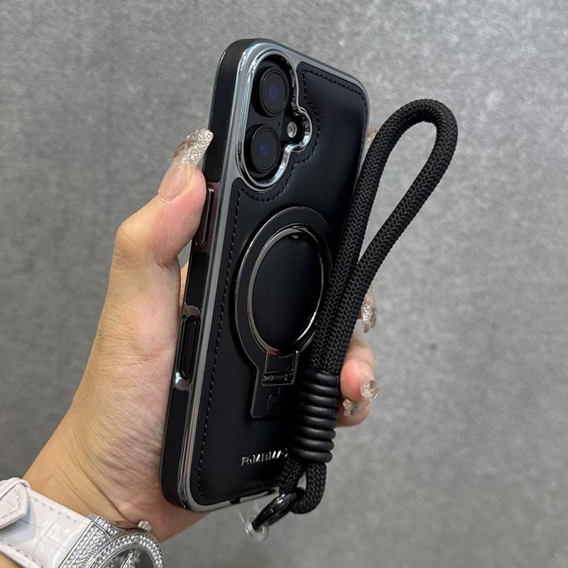 Бизнес кожаный магнитный чехол-кронштейн для iPhone 16 Pro Max 15 Pro 14 13 12 роскошный ремешок противоударный для Magsafe Stand Phone Cover