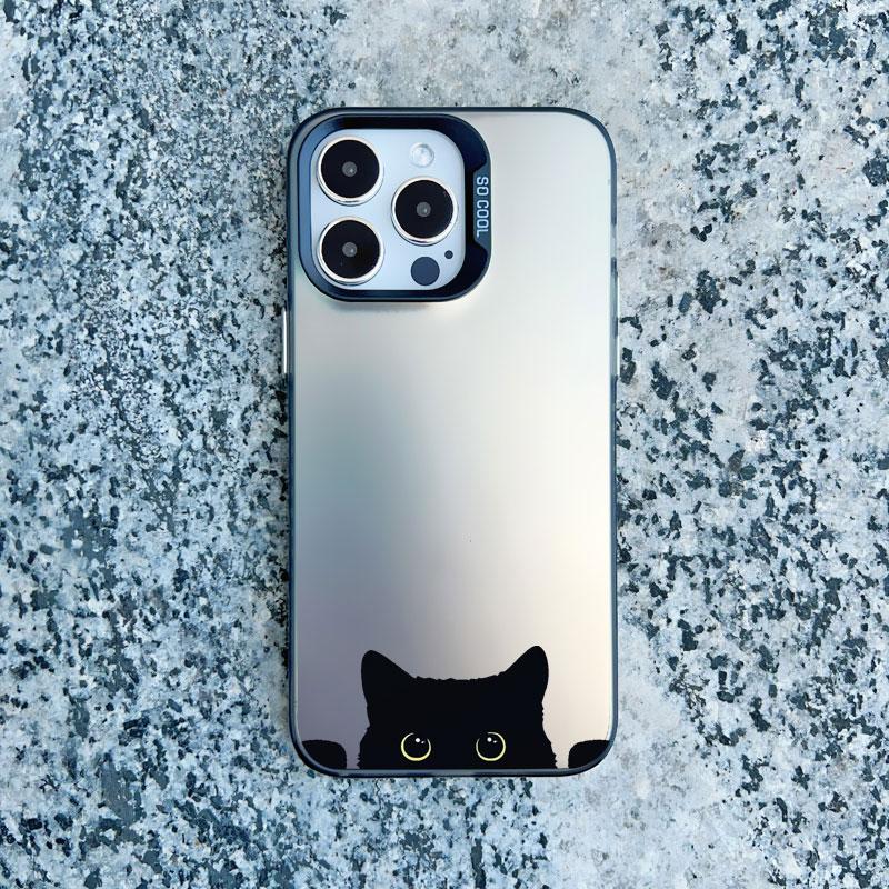 Черный Персональный Крутой Кот Ударопрочный Чехол Для Телефона Для iPhone 12 11 Pro Max 15 14 13 Pro Max 13 Mini 15 14 Plus Лазерные Задние Крышки