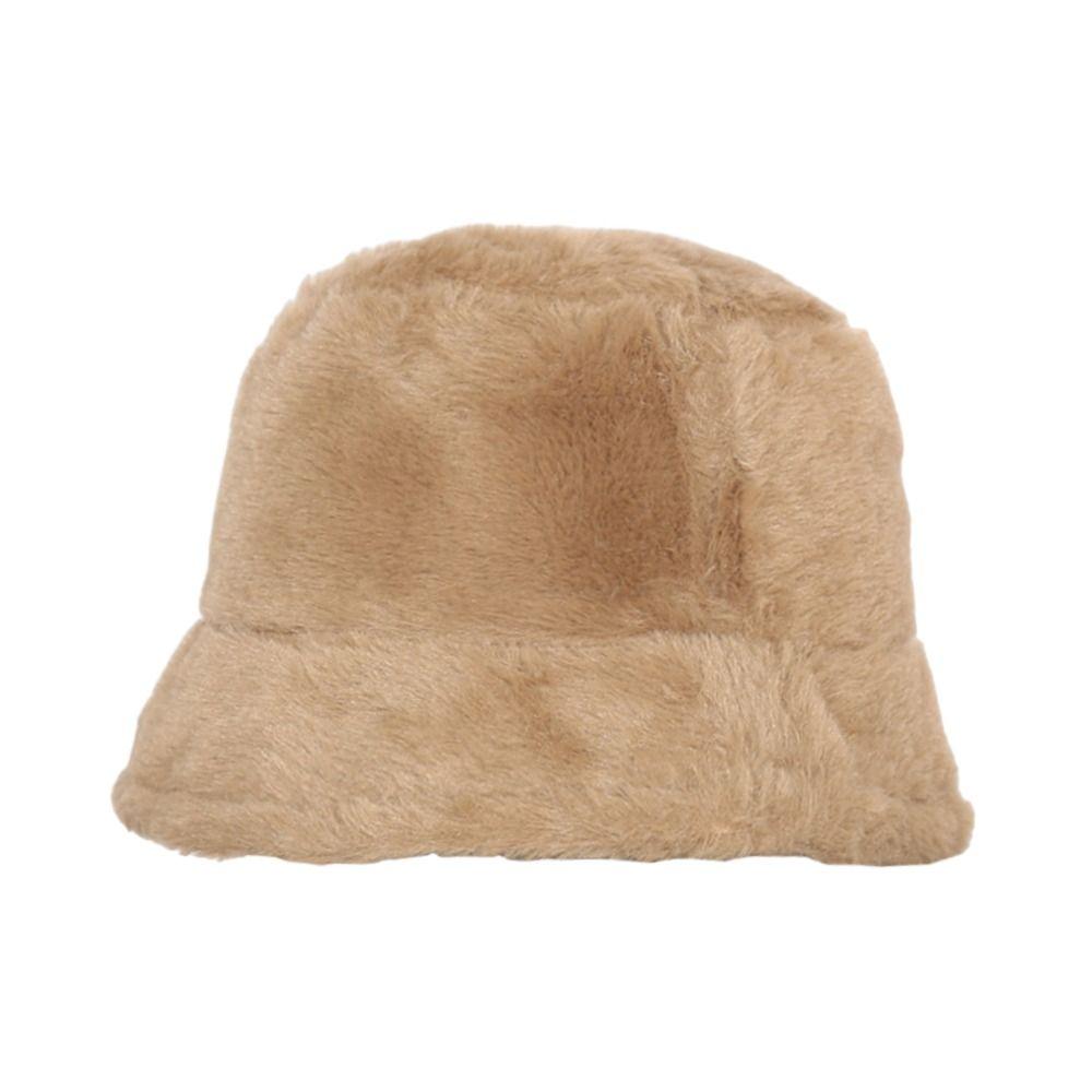 Faux Fur Bucket Hat Soft Flat Top Cap Gift Fisherman's Cap Women Lady