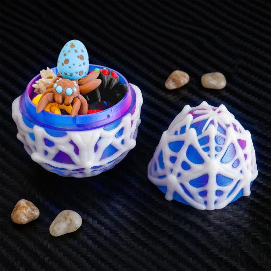 1 Набор Капсула с Яйцами Паука с 10 Игрушками-Пауками Антистресс 3D-Печать Движущиеся Суставы Мини-Паук на Шарнирах Декорация для Хэллоуина Подарок
