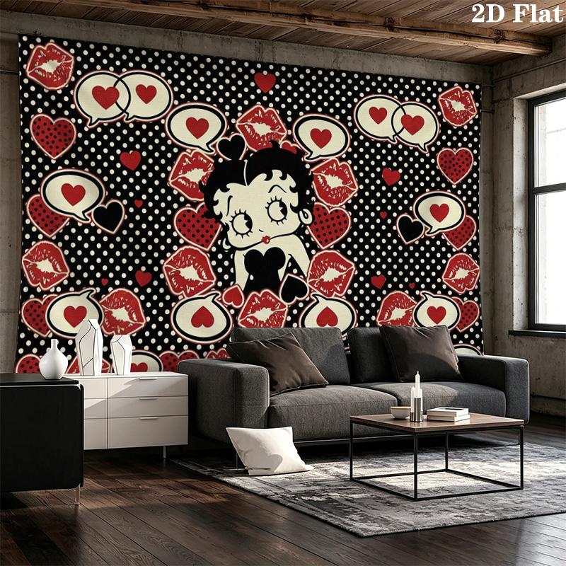 Betty Boop Wall Tapestry Aesthetic Wall Hanging Printed Fabric Blanket Decorative Tapestries for Bedroom Living Room Home Decor