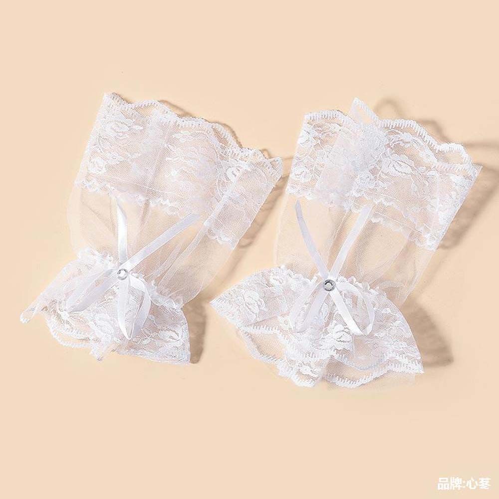 Up Bridal Wedding Gloves Mesh Bow Hand Wrist Cuffs Lace Hand Sleeves Lolita Gloves Women Gloves