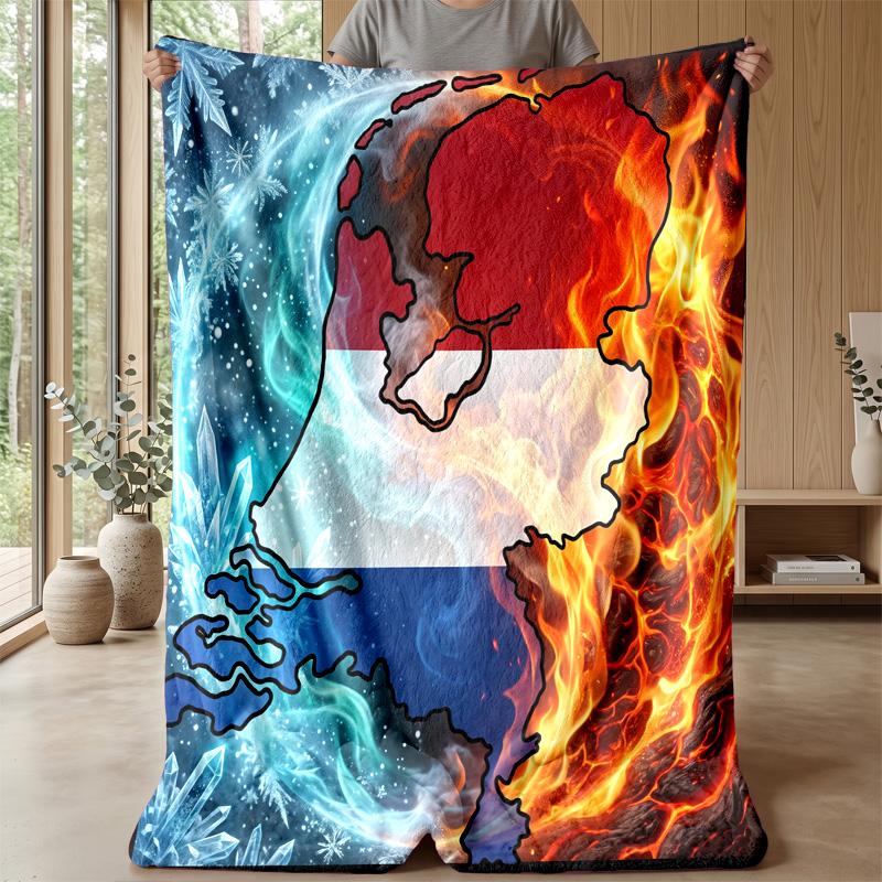 Netherlands Football Printed Flannel Blanket Skin Friendly Warm Decorative Throw for Indoor Couch Bed Daily Use
