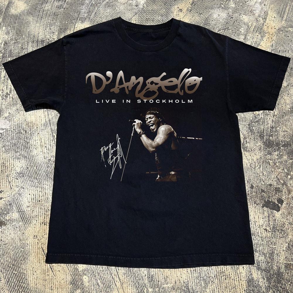 D'Angelo Live In Stockholm Футболка Черная Все Размеры S-5XL AR1473 Унисекс Футболка