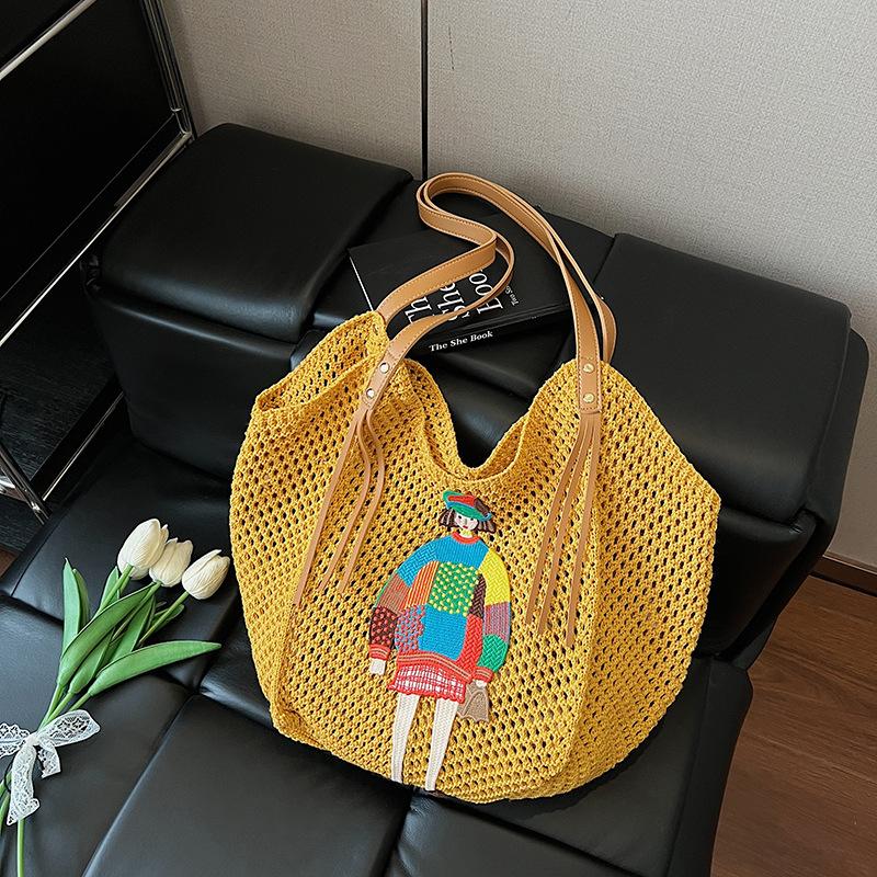 Ленивый стиль модная вязаная сумка женская новая сумка через плечо под мышку большая вместимость сумка-тоут для поездок