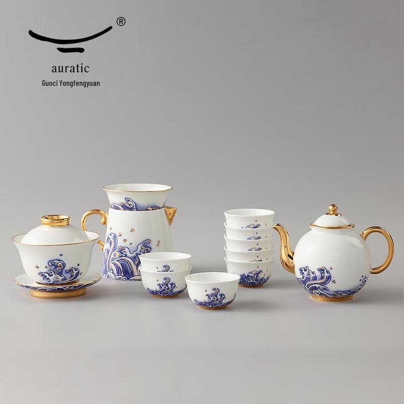 Auratic Mr. Porcelain 'Pearl on the Sea' 15-Piece Tea Set