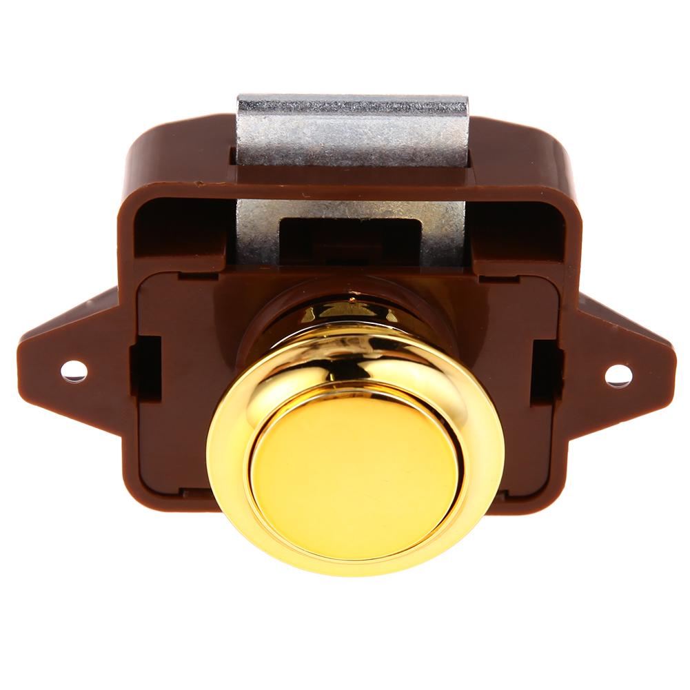 RV Drawer Push Latch Metal Campers Cupboard Door Knob Latch Catches Lock Keyless RV Push Button Cabinet Locks for Camper Caravan