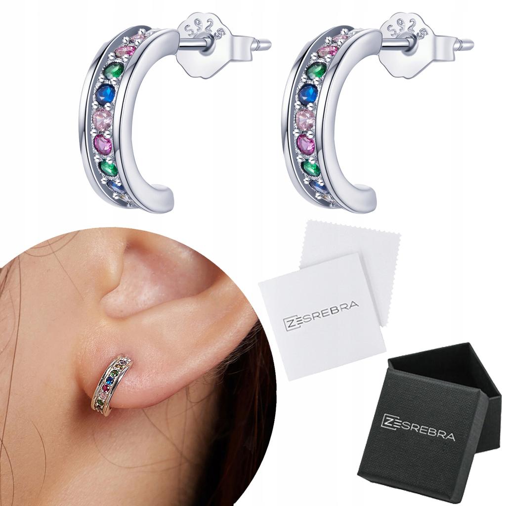 Earrings, Colorful Stud, Pr 925, Zircons, Crystals, Diamond
