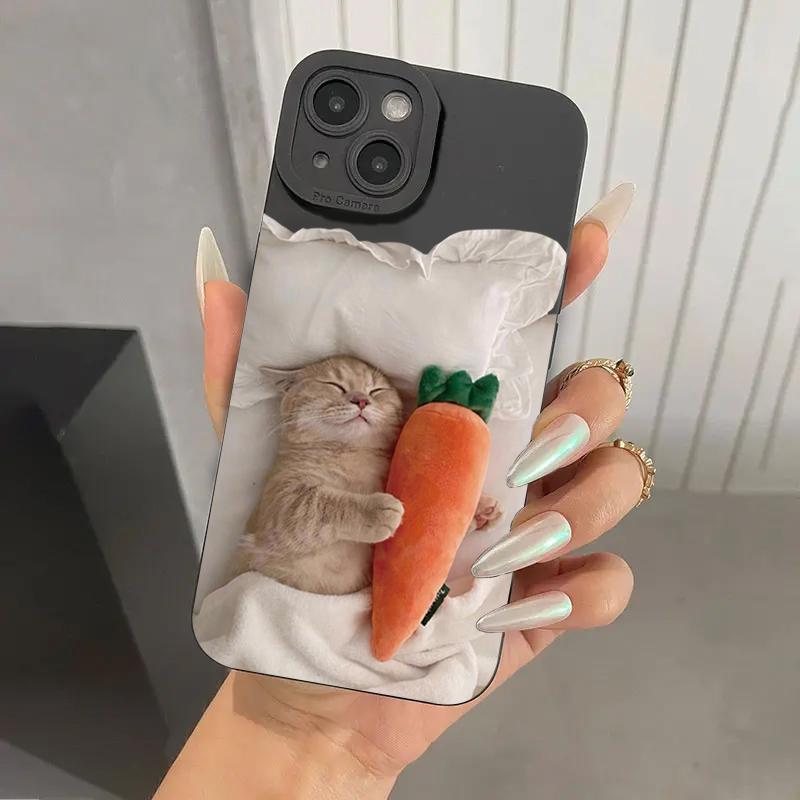 Funny Cute Cat Silicone Phone Case For Samsung Galaxy A14 A34 A54 A33 A53 A32 A52s A72 A55 S23 Ultra S22 Plus S21 FE Soft Cover