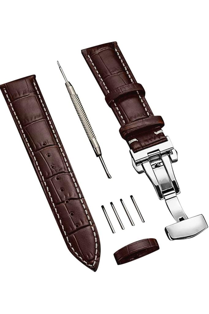 Watch Strap Watch Band 23mm 24mm 22mm 21mm 20mm 19mm 18mm Genuine Leather Watch Band Replacement Strap D Buckle Waterproof Sweatproof Watch Leather