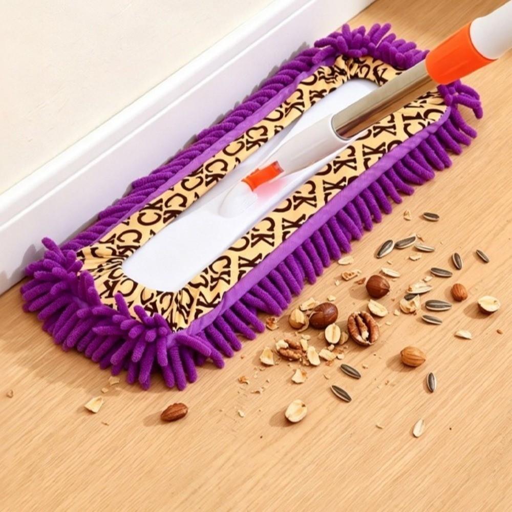 Stainless Steel Pole Flat Mop Retractable Floor Cleaning Tool Water-Absorbing Mop Household Use