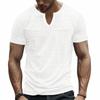 Мужская повседневная футболка-henley с V-образным вырезом, текстурированная, с коротким рукавом и карманом