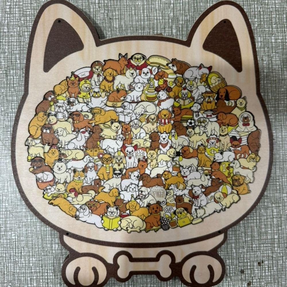 Animal Shape Dog Shaped Puzzle Thinking Training Children's Puzzle Puppies Wooden Puzzle  Kids Toy