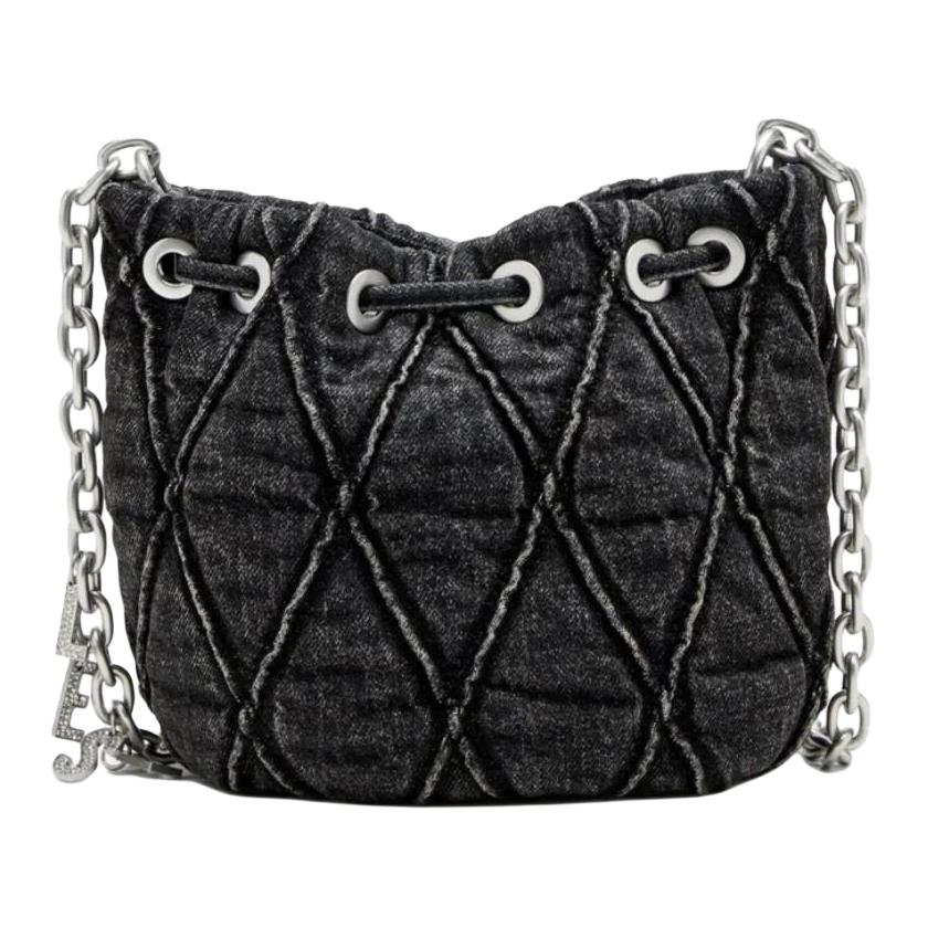 Diesel Charm-D Quilted Chain 1.9L Fabric Bucket Bag Women Bags Dark-Gray X10346P6330