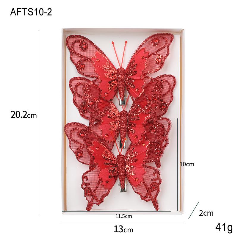New Christmas decoration butterfly Christmas tree pendant glitter simulation butterfly scene atmosphere decoration butterfly