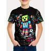 3D Printed Block Figure Pattern In Boys' Items, Summer Round Neck Short Sleeved T-shirt, Casual Lightweight and Comfortable Top