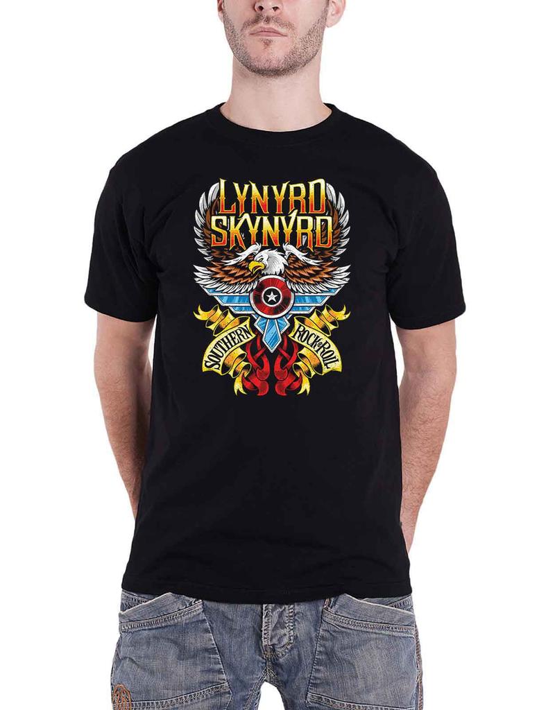 Lynyrd Skynyrd T Shirt Southern Rock And Roll Band Logo new Official Mens Black
