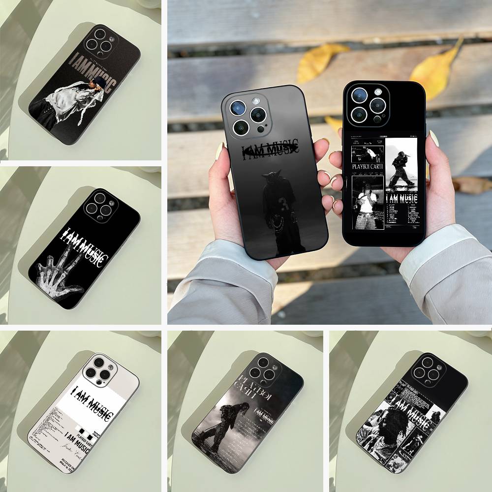 Я МУЗЫКА (Playboi Карти) Чехол для телефона iPhone 17,16,15,14,13,12,11 Pro Max,16/15/14Plus,XS Мягкий черный чехол