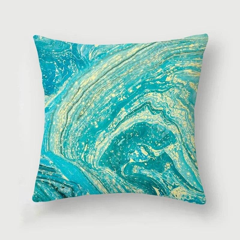 Nordic Blue Marble Polyester Pillowcase Sea Rock Texture Bedside Sofa Chair Throw Pillow Cushion Cover Home Decor