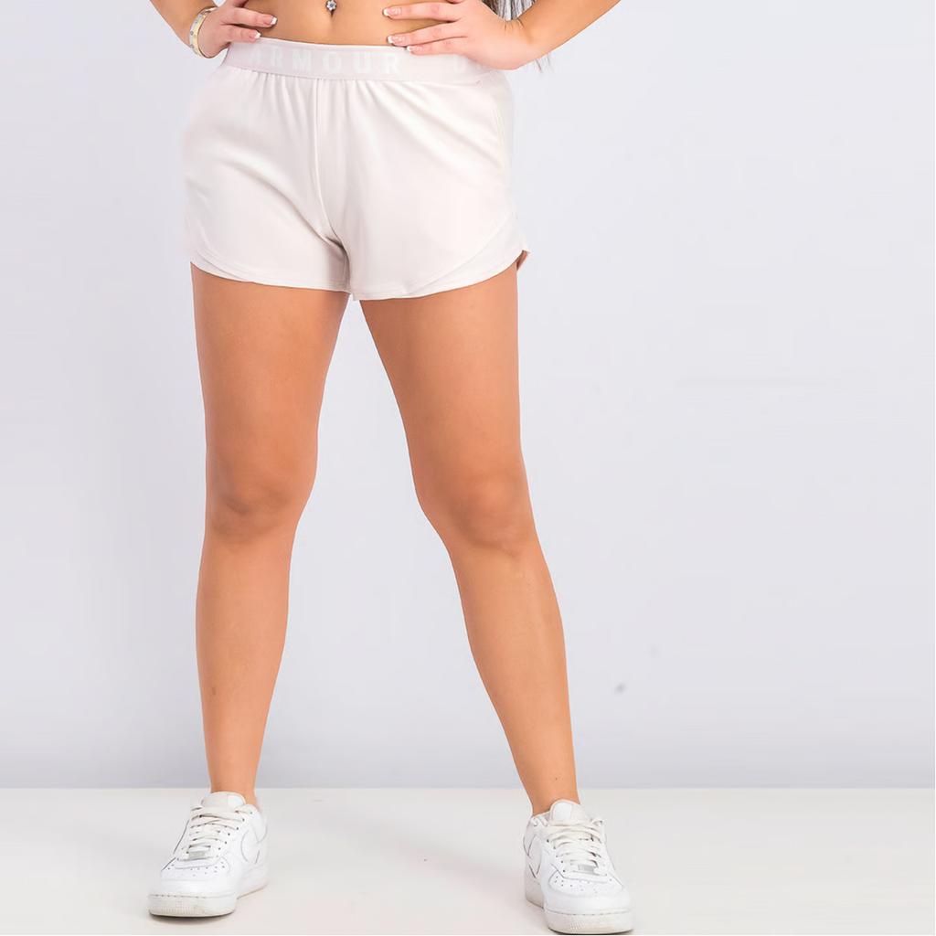 Under Armour Solid Color Letter Logo Print Regular Shorts Women Shorts Pink 1344552-675