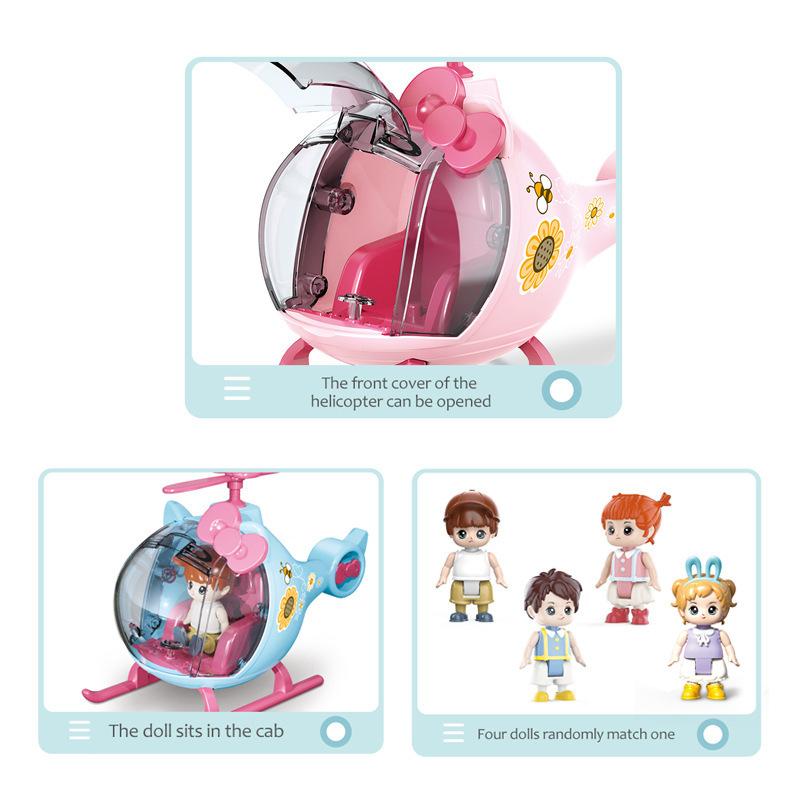 Children's Q Version Aircraft Model Cute Cartoon Aircraft Scene Toy Set With Doll Kids Play House Toy Accessories Birthday Gift