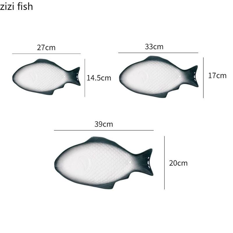 Fish Shape Ceramic Dinner Plate Creative Steaming Fish Plate Cooking Plate Fish Plates Sushi Dish Restaurant Specialty Tableware