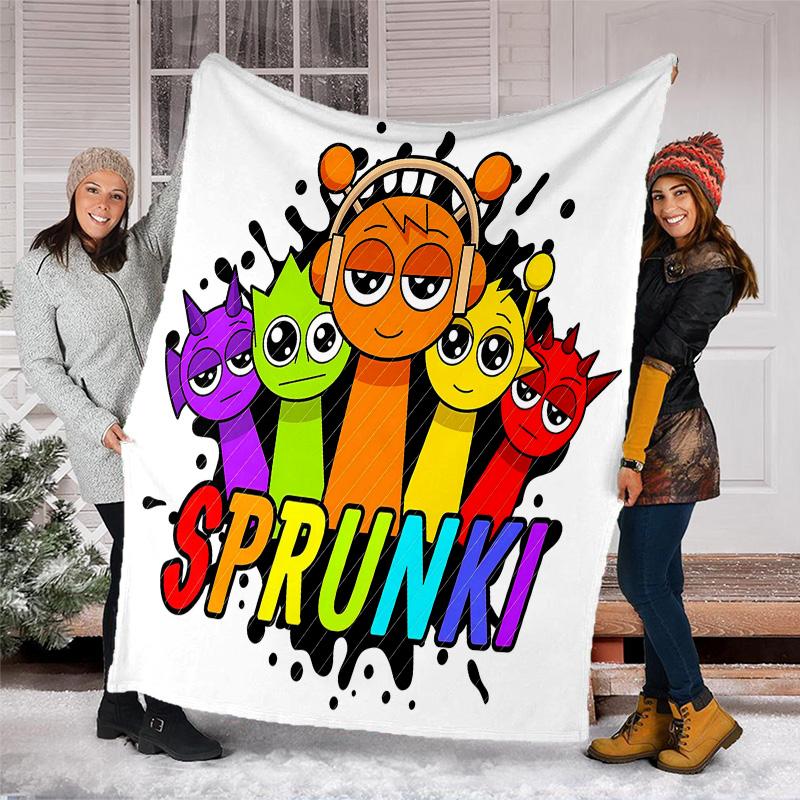 1pc SPRUNKI2 Theme Blanket - Digital Print, Polyester, Cozy for All Seasons, Perfect for Outdoor, Camping, and Travel