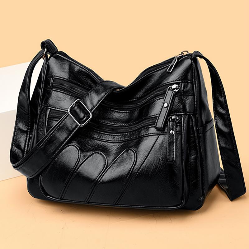Cross-border женская мягкая кожаная сумка-мессенджер универсальная женская сумка среднего возраста многослойная вместительная сумка через плечо