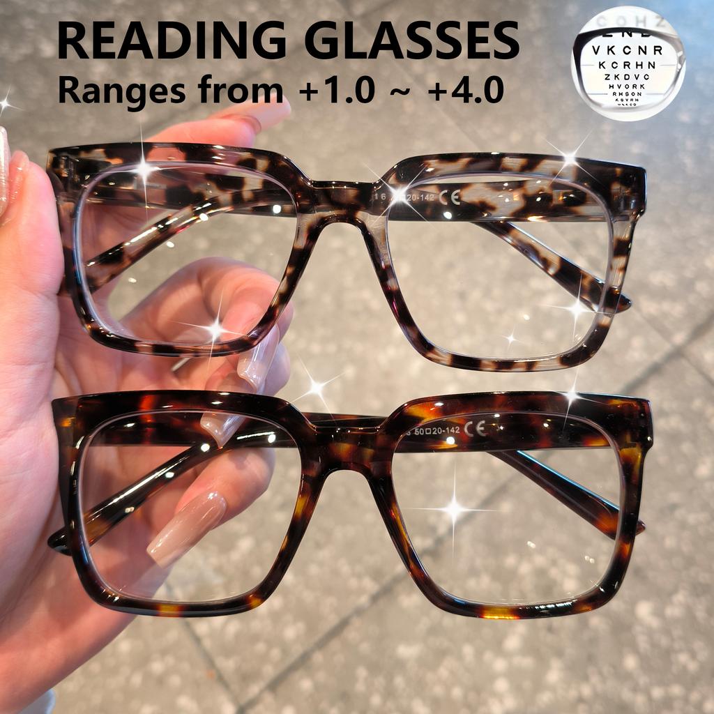 Oprah Style Reading Glasses For Women Men Computer Square Readers With Spring Hinge +1.0 To +4.0