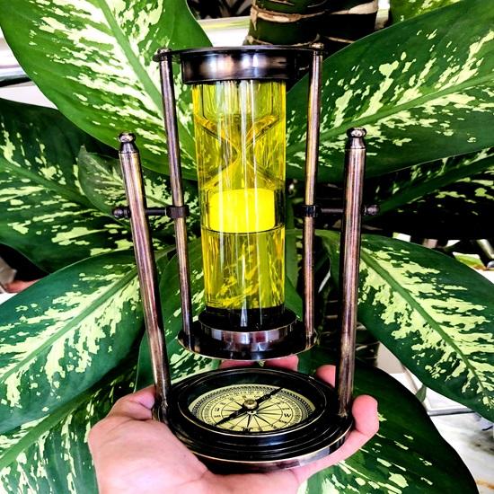 Латунные песочные часы, вращающиеся песочные часы с основанием-компасом для навигации, красивые жидкостные песочные часы