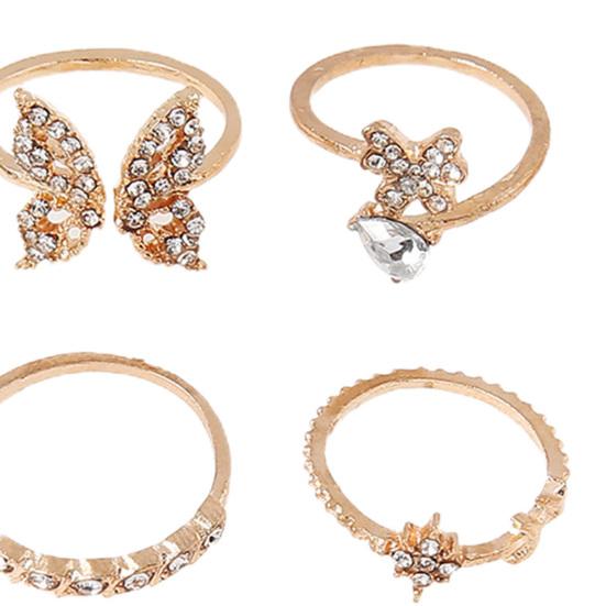 Простые кольца в стиле бохо с бабочкой и цветком, гальваническое, элегантное