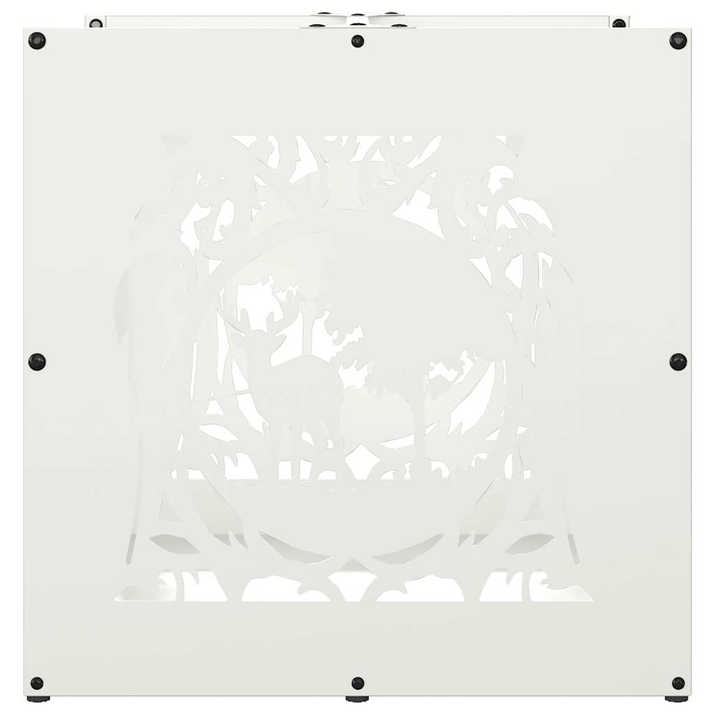 Firewood Rack White 40 x 40 x 40 cm Cold Rolled Steel