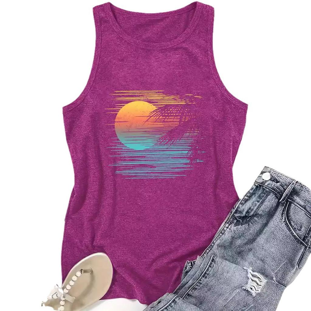 Весенне-летняя повседневная майка без рукавов, женская футболка с круглым вырезом