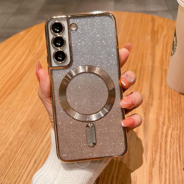 Для Samsung S24 S25 Ultra  Рамка с покрытием Вспышка Магнитный чехол для телефона Для Samsung Galaxy S23 S22 Plus S21 FE Чехол