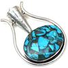 Подвеска с синим медным бирюзовым драгоценным камнем, ручная работа, старинное серебряное украшение 2 дюйма