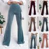Fashion New Slim Fit High Waist Corduroy Flare Pants Women Solid Casual Wide Leg Pants for Women Spring and Autumn Elegant Office Lady Trousers 25780