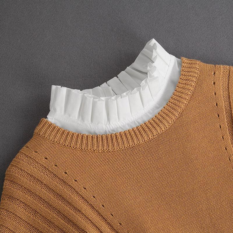 Ear Edge Pleated Fake Collar Versatile Collar Shirt Organza Decoration White Shirt For Women