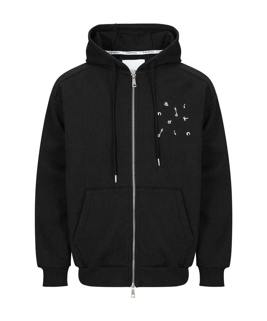 Kandini Black Stitch Zip-Up Hoodie (Unisex)