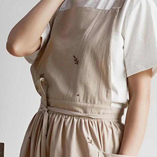 Фартук для готовки с крестообразной спинкой, дышащий, ретро, хлопковый, вышитый, нагрудный фартук для дома