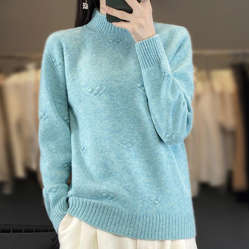 Thickened Half-high Neck Cardigan for Women In Autumn and Winter New Soft and Warm Cashmere Knitted Base Shirt Versatile Sweater